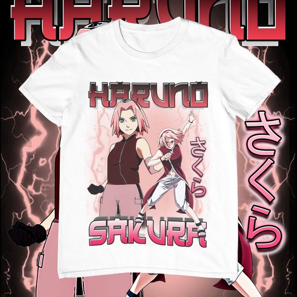 Sakura | Graphic T-shirt | Custom Made | Anime | Cotton Tee | Black | Cartoon - Picture 1 of 2
